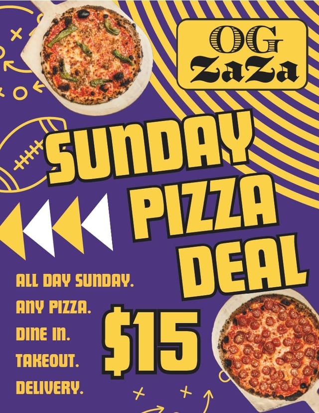ORDER ANY PIZZA FOR $15.